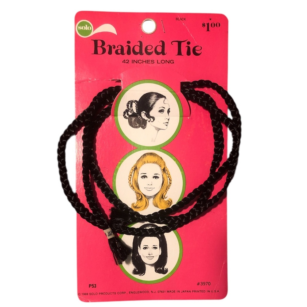 VTG Black Braided Hair Tie